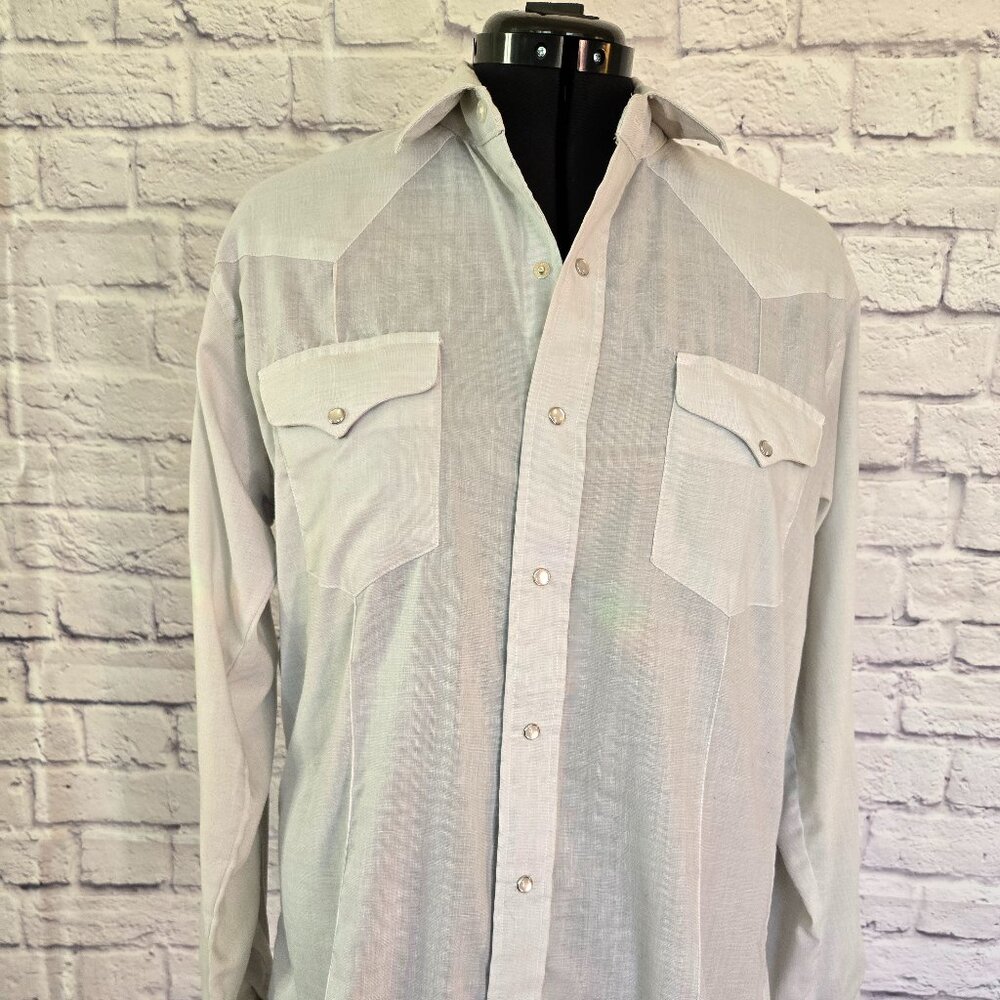 Vintage Western Classic Pearl Snap Long Sleeve Shirt Mint Green